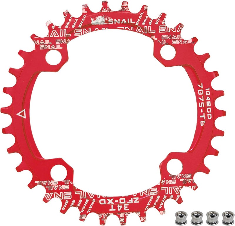 BESNIN Chainring 104 BCD Chainring 30T 32T 34T 36T 38T 40T 42T 44T 46T 48T 50T 52T Narrow Wide Tooth Round Chainring for 7/8/9/10/11/12 Speed MTB BMX Road Bike - Image 1